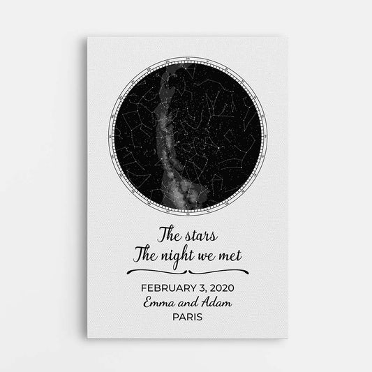 3684CUS1 the night we met  personalized star map canvas print for couple