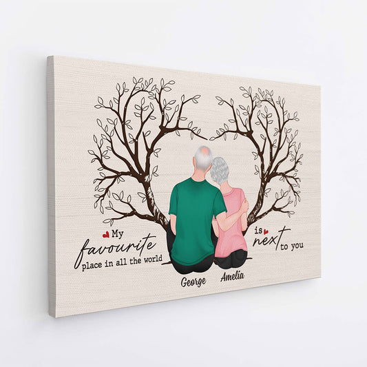 3691CUS2 my favourite place in the world is next to you  personalized canvas print for couple