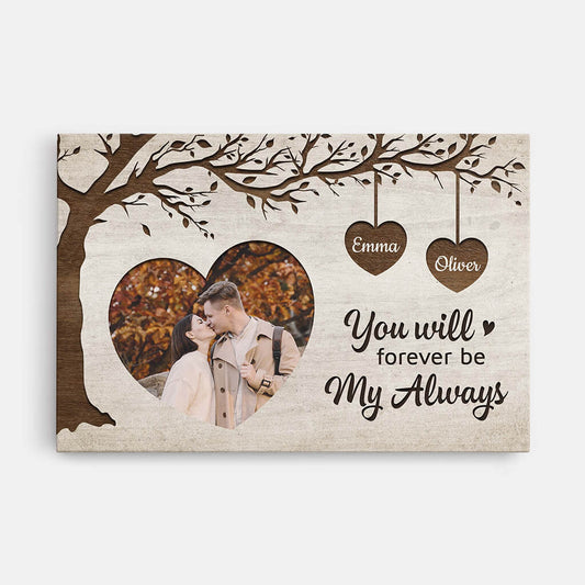 3712CUS1 you will forever be my always  personalized couple photo canvas