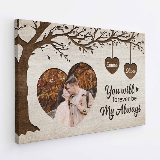 3712CUS2 you will forever be my always  personalized couple photo canvas