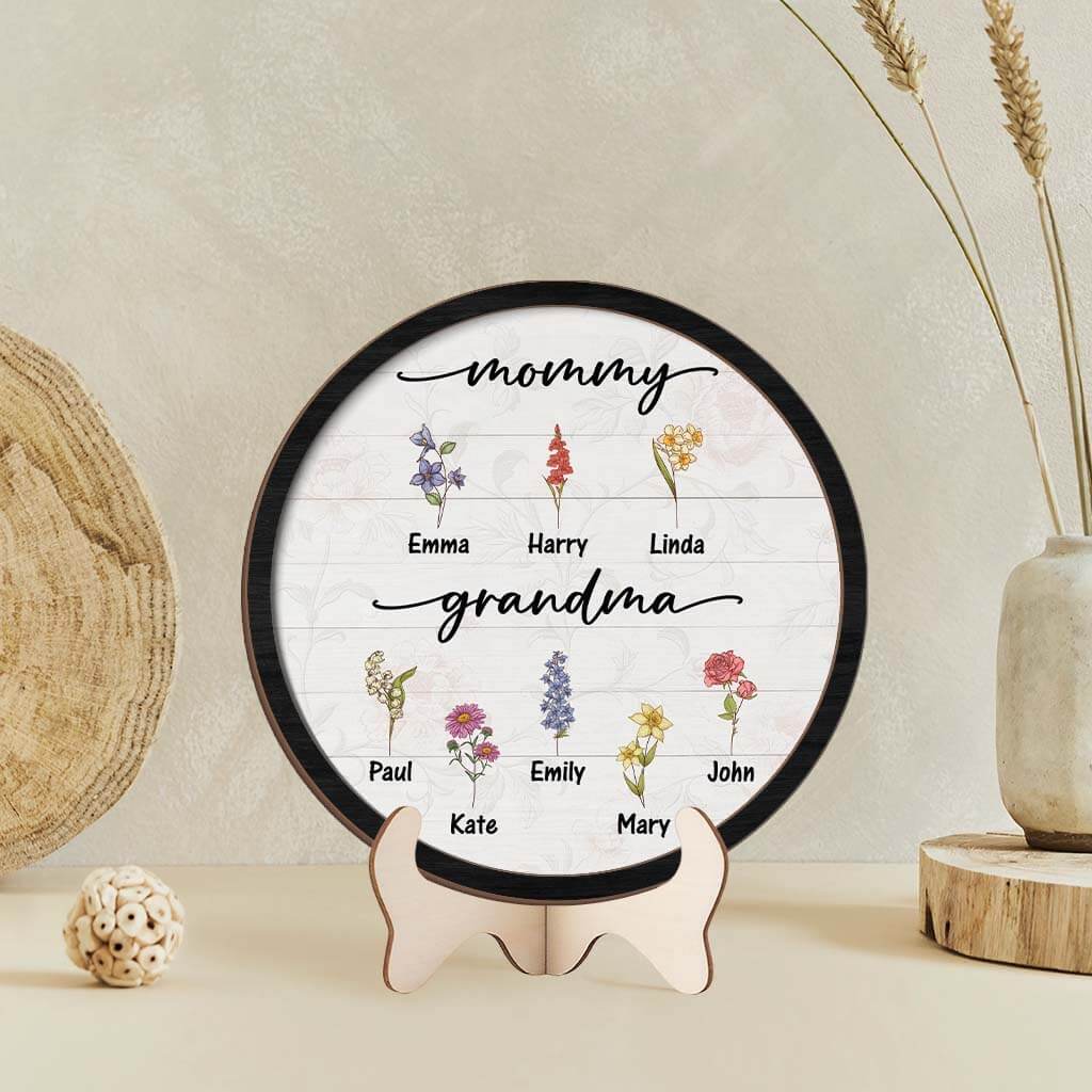 3767QUS2 mommy grandma flowers wooden plaque custom gifts for grandma mum 3767Q5E7B