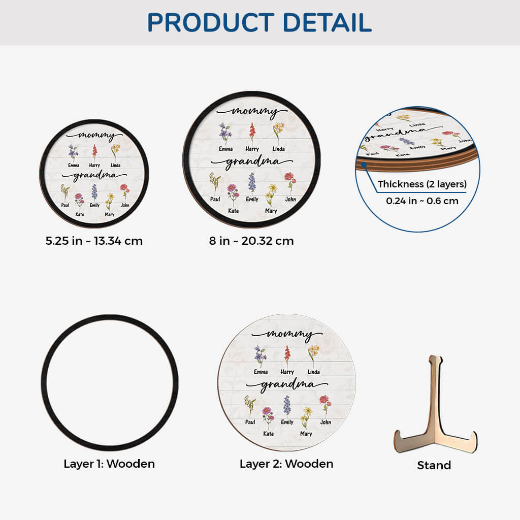 3767QUS3 mommy grandma flowers wooden plaque custom gifts for grandma mum 3767Q5E7B