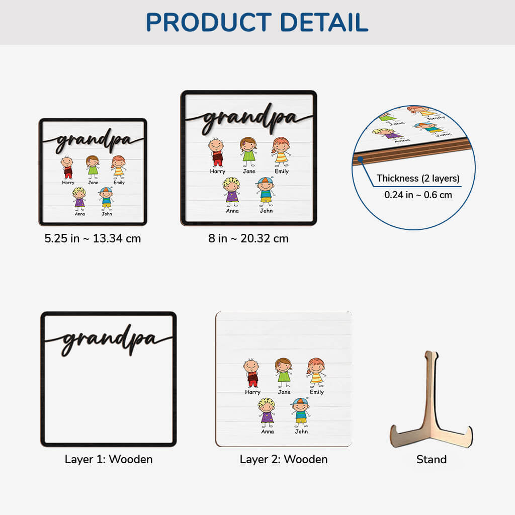 3770QUS4 grandpa daddy kids wooden plaque personalized gifts for grandpa 3770Q5I5B