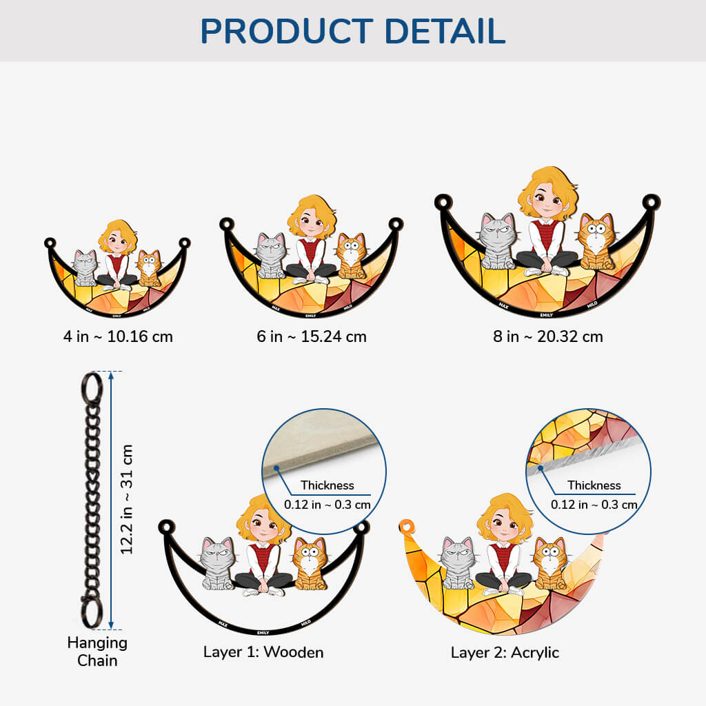 3795UUS3 girl and cat sitting on the moon window hanging suncatcher ornament   personalized gifts for cat lovers 3795U5H0D