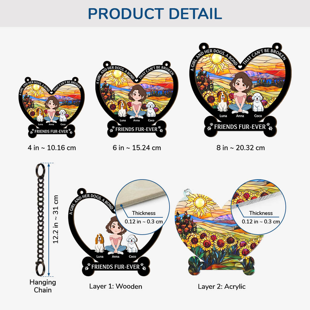 3811UUS3 a girl and her dogs a bond that cant be broken  personalized window hanging suncatcher ornament  best dog mum gifts 3811U3E8C