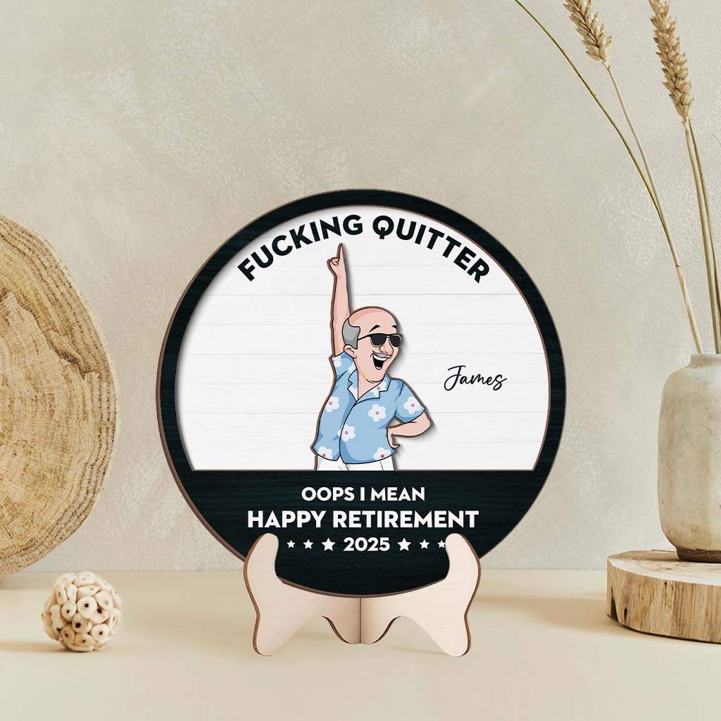 3817QUS2 fucking quitter oops i mean happy retirement wooden plaque personalized retirement gifts for her 3817Q5L7A
