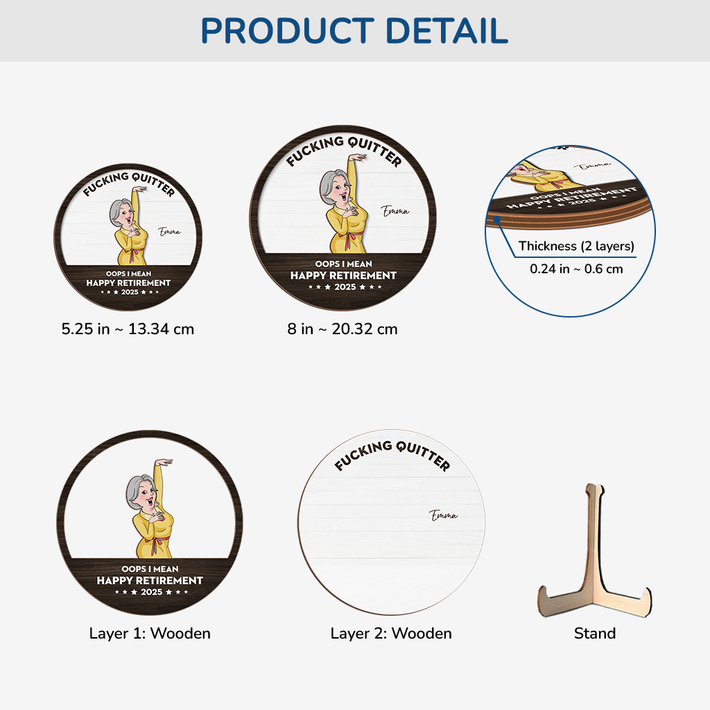 3817QUS3 fucking quitter oops i mean happy retirement wooden plaque personalized retirement gifts for her 3817Q5L7A