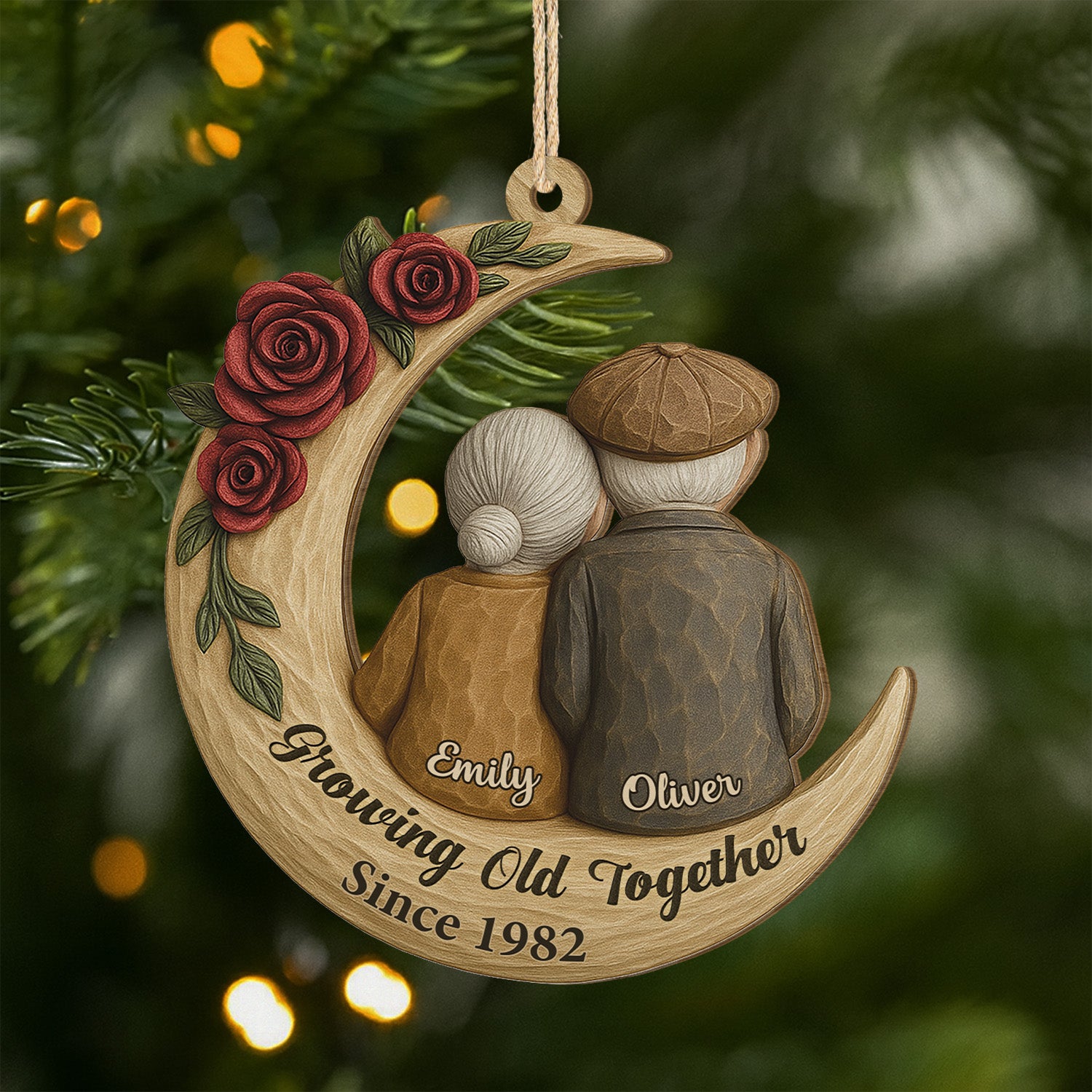 6321OUS1 custom 1 layered wood couple ornament from our first kiss till our last breath 6321O3V5G