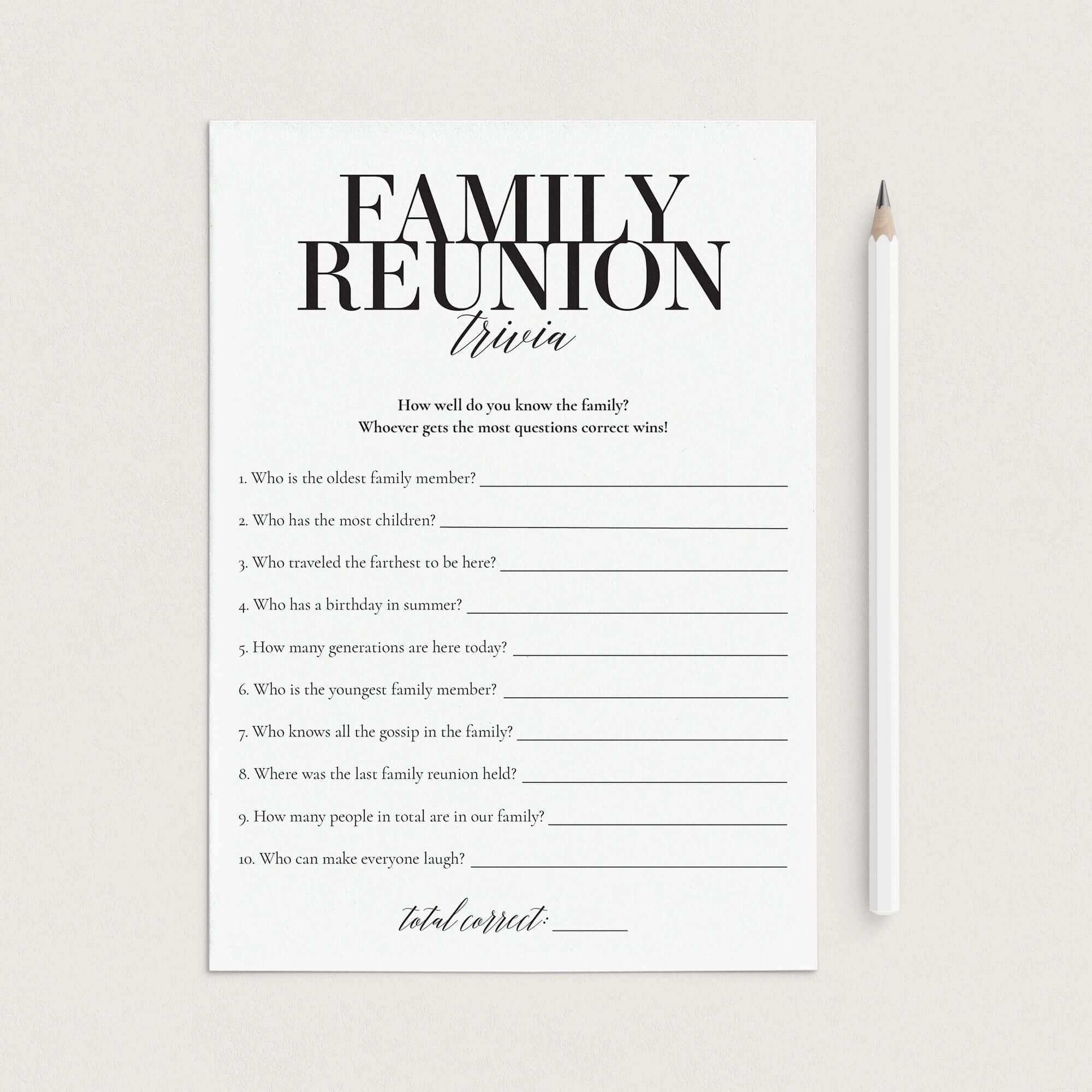 Family Trivia as DIY Family Reunion Gift Ideas
