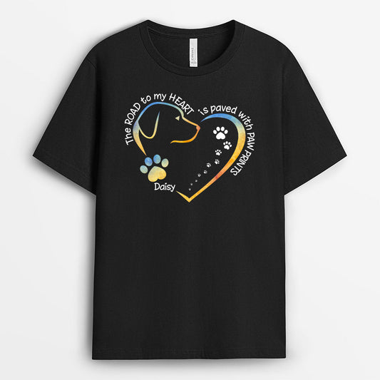 0083A320CUS1 Customized T shirts Gifts Pawprints Dog Lovers Heart