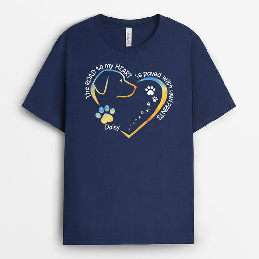 0083A320CUS2 Personalized T shirts Presents Pawprints Dog Lovers Heart