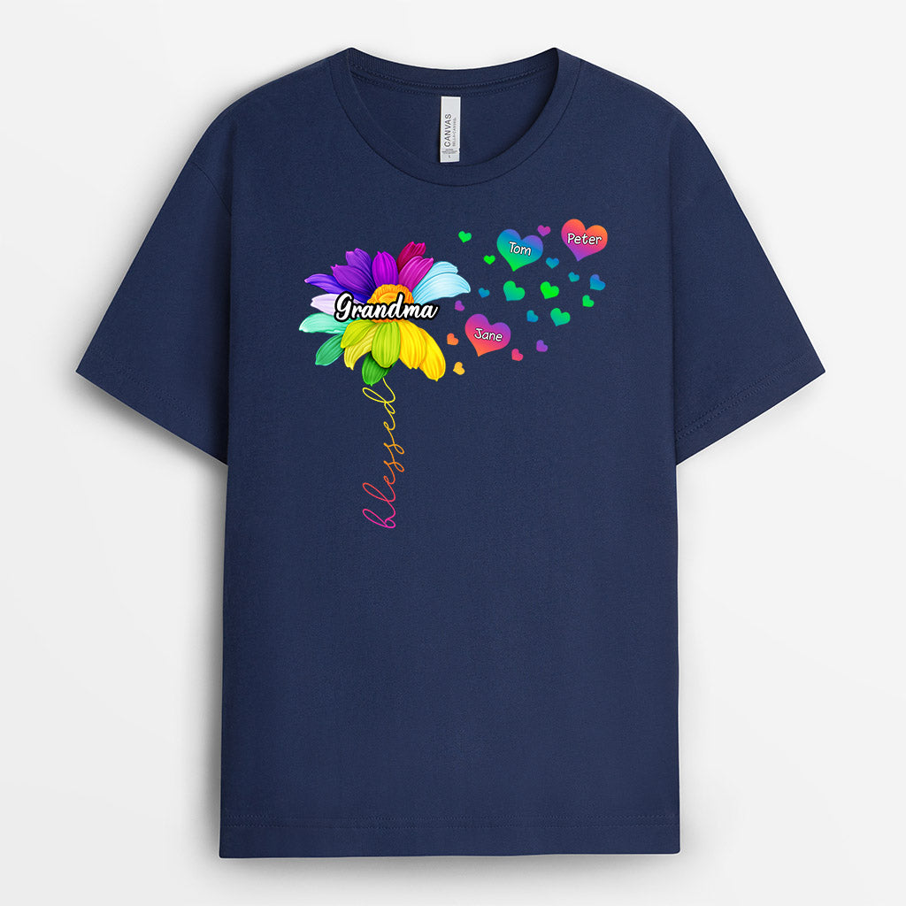 0157AUS1 Personalized T shirts presents Flower Grandma Mom Heart_a135c141 84b5 4c84 8428 8816566198ef