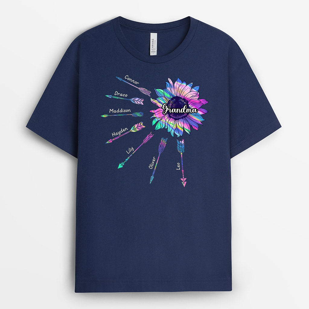 0171AUS1 Personalized T shirts gifts Sunflower Grandma Mom Butterfly