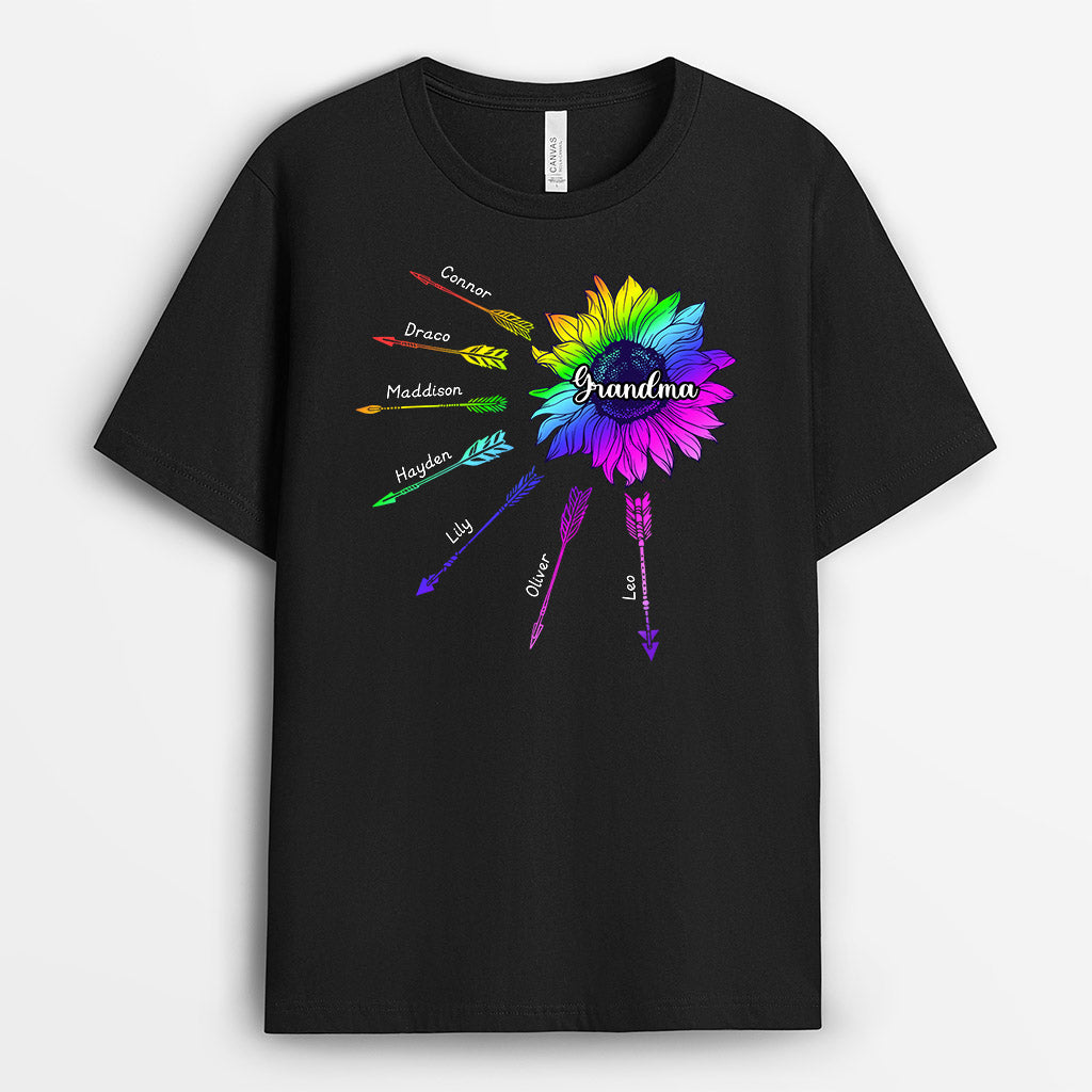 0171AUS2 Personalized T shirts gifts Sunflower Grandma Mom Butterfly