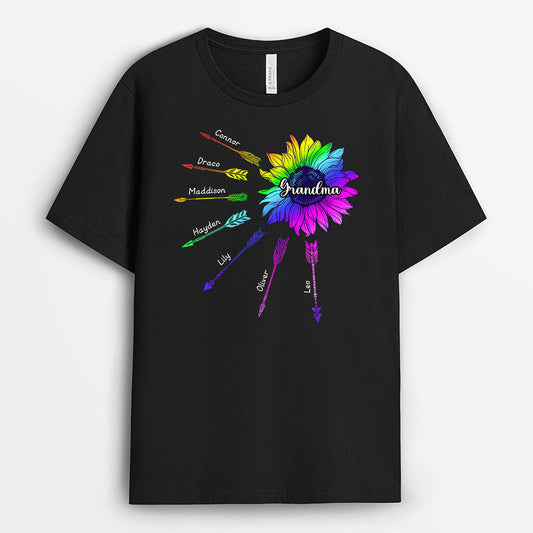 0171AUS2 Personalized T shirts gifts Sunflower Grandma Mom Butterfly