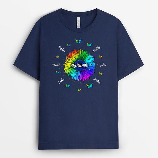 0172AUS2 Personalized T shirts gifts Sunflower Grandma Mom Butterfly