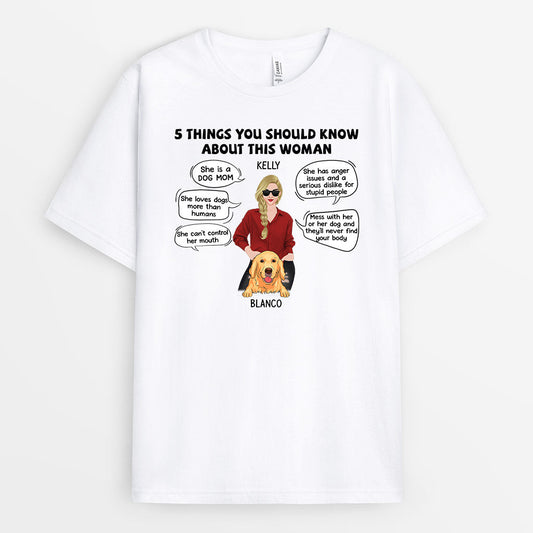 0226A227CUS2 Personalized T shirts presents Woman Dog Lovers Text