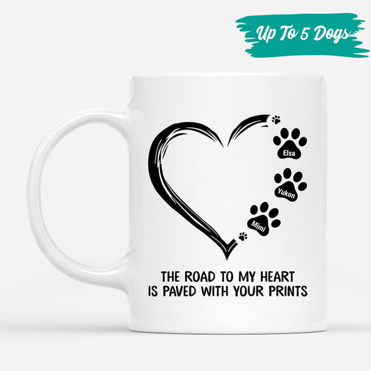 0362M257CUS2 Personalized Mug Presents Pawprints Dog Lovers Heart