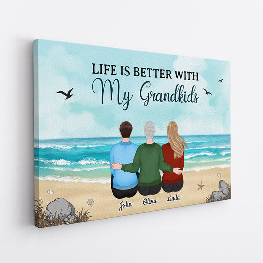 0514CUS2 Personalized Canvas Gifts Grandkids Grandma Grandpa Christmas