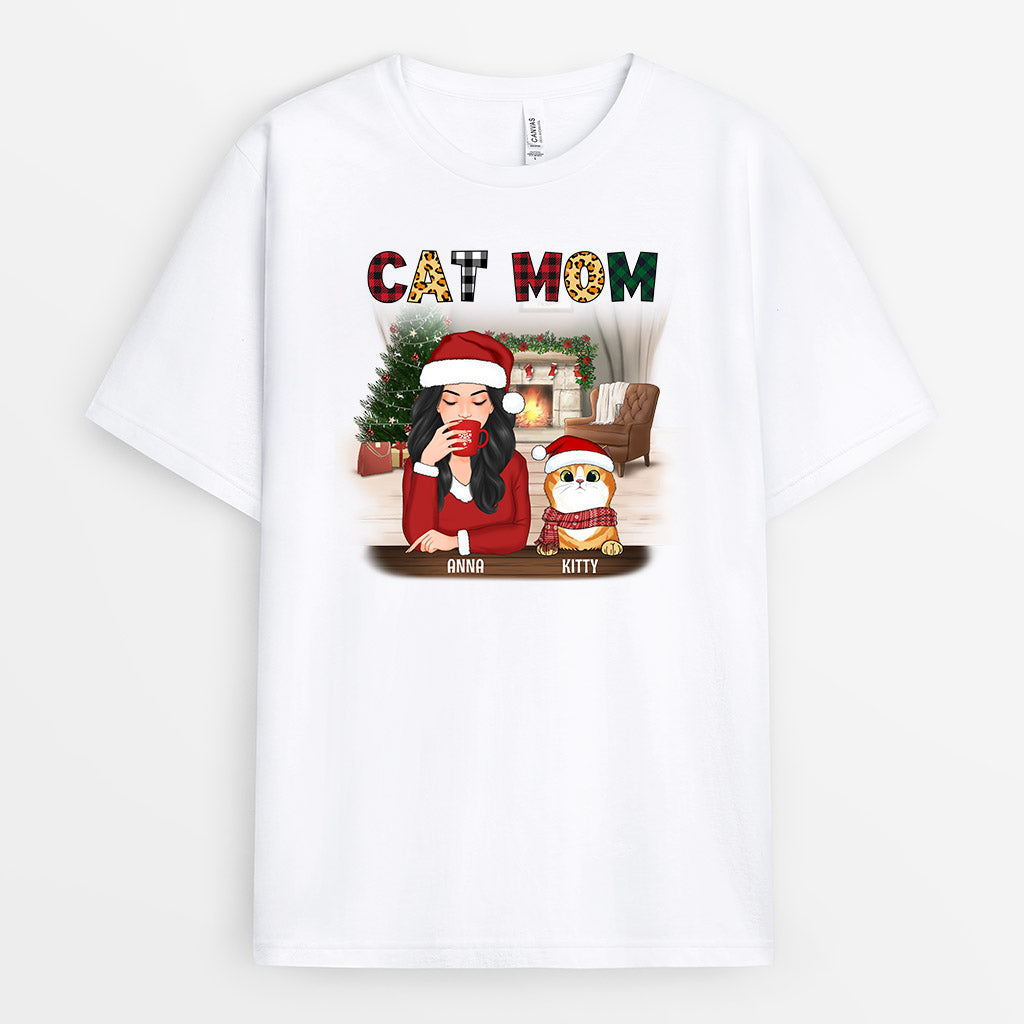 0542AUS3 Personalized T shirts Gifts Cat Mom Cat Lovers Christmas