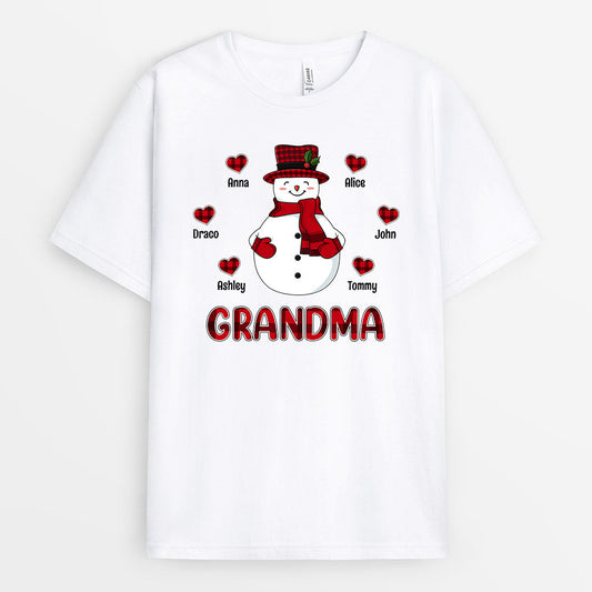 0592AUS1 Personalized T shirts Gifts Snowman Grandma Mom Christmas