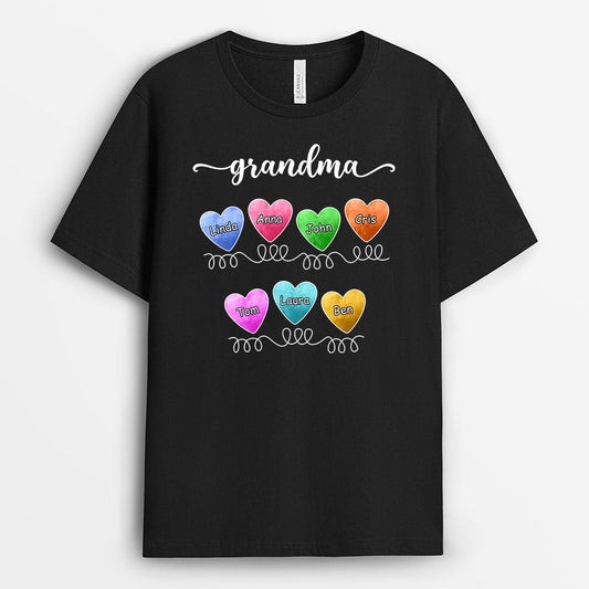 0738Aus1 Personalized T shirts Gifts Hearts Grandma Mom Mothers Day