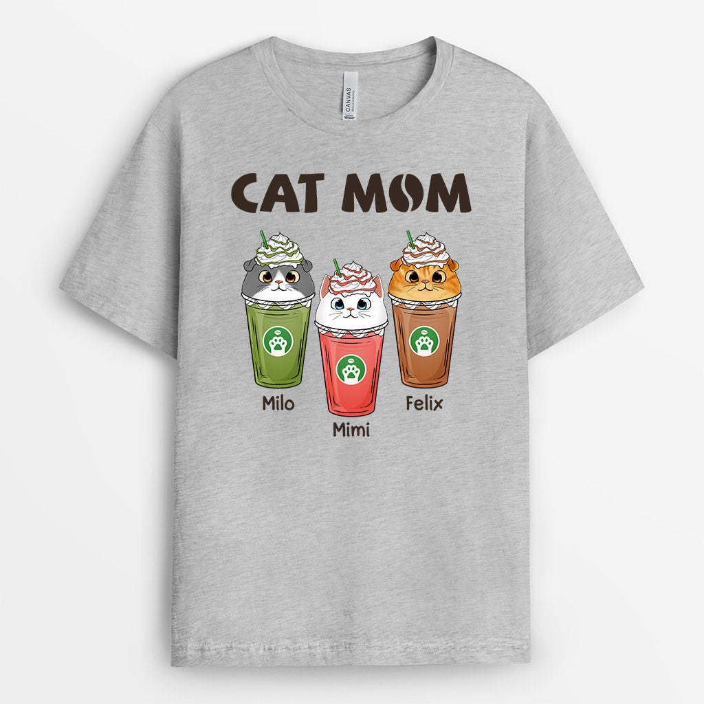 0768AUS2 Personalized T shirts Gifts Capuccino Cat Lovers