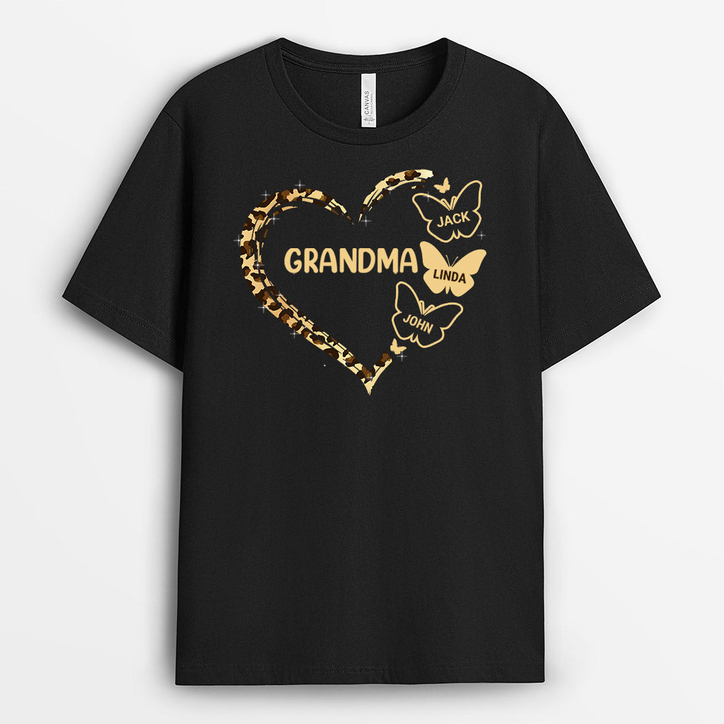 0777AUS2 Personalized T shirts Gifts Leopard Grandma Mom