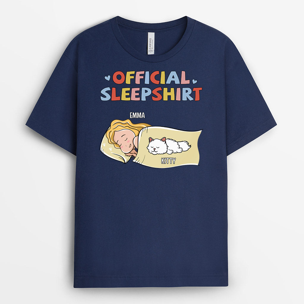 0804AUS2 Personalized Gifts T shirts Sleeping Girl Cat Lovers