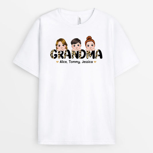 0816AUS1 Personalized T shirt Gifts Leopard Grandma Mom