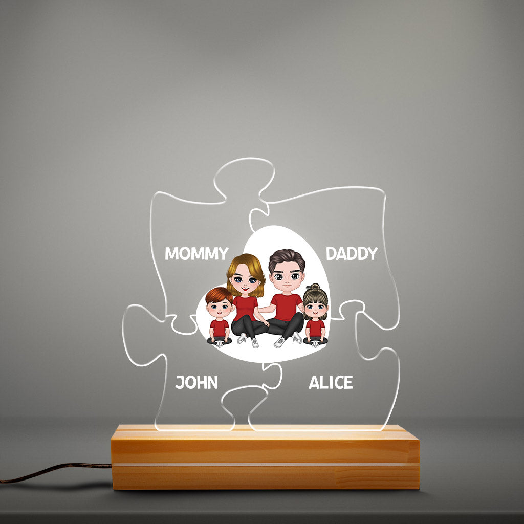 0819LUS3 FamilyPuzzleHeart PersonalizedGiftsNightLightforFamily