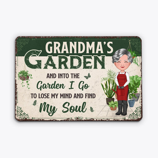 0864EUS2 Personalized Metal Sign Garden Grandma Mom
