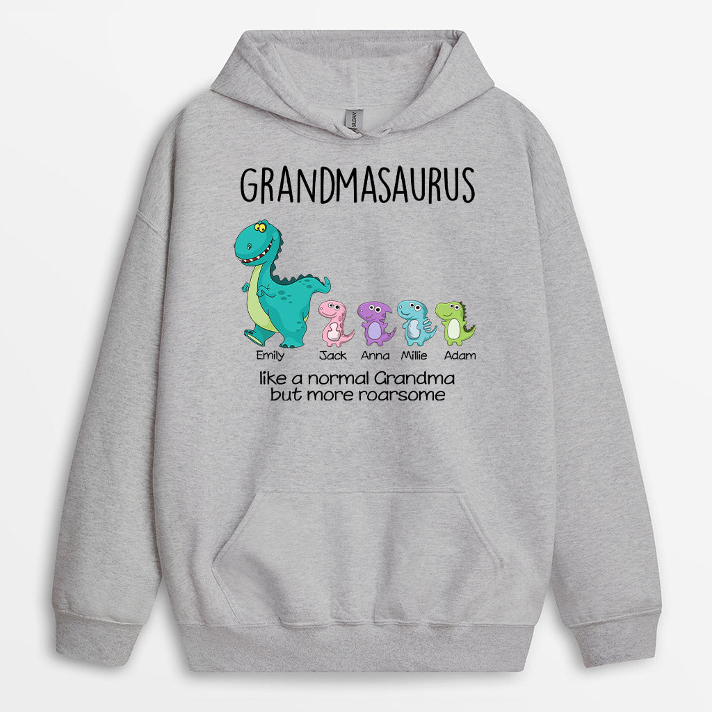 0115HUS2 Personalised Hoodie Gifts Dinosaurs Grandma Mom