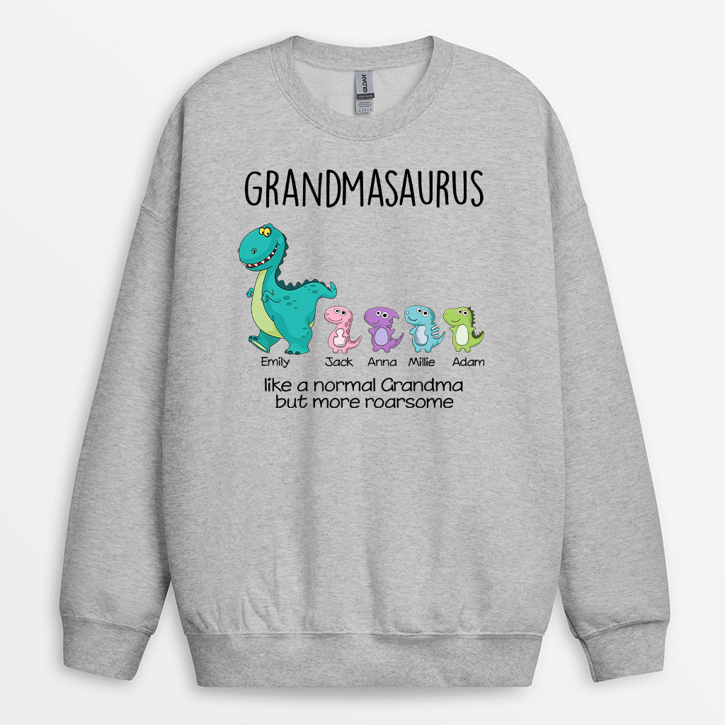 0115WUS2 Personalised Sweatshirt Gifts Dinosaurs Grandma Mom