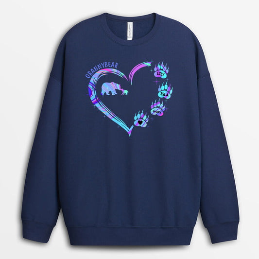 0133WUS2 Personalized Sweatshirt Gifts Bear Grandma Mom Heart