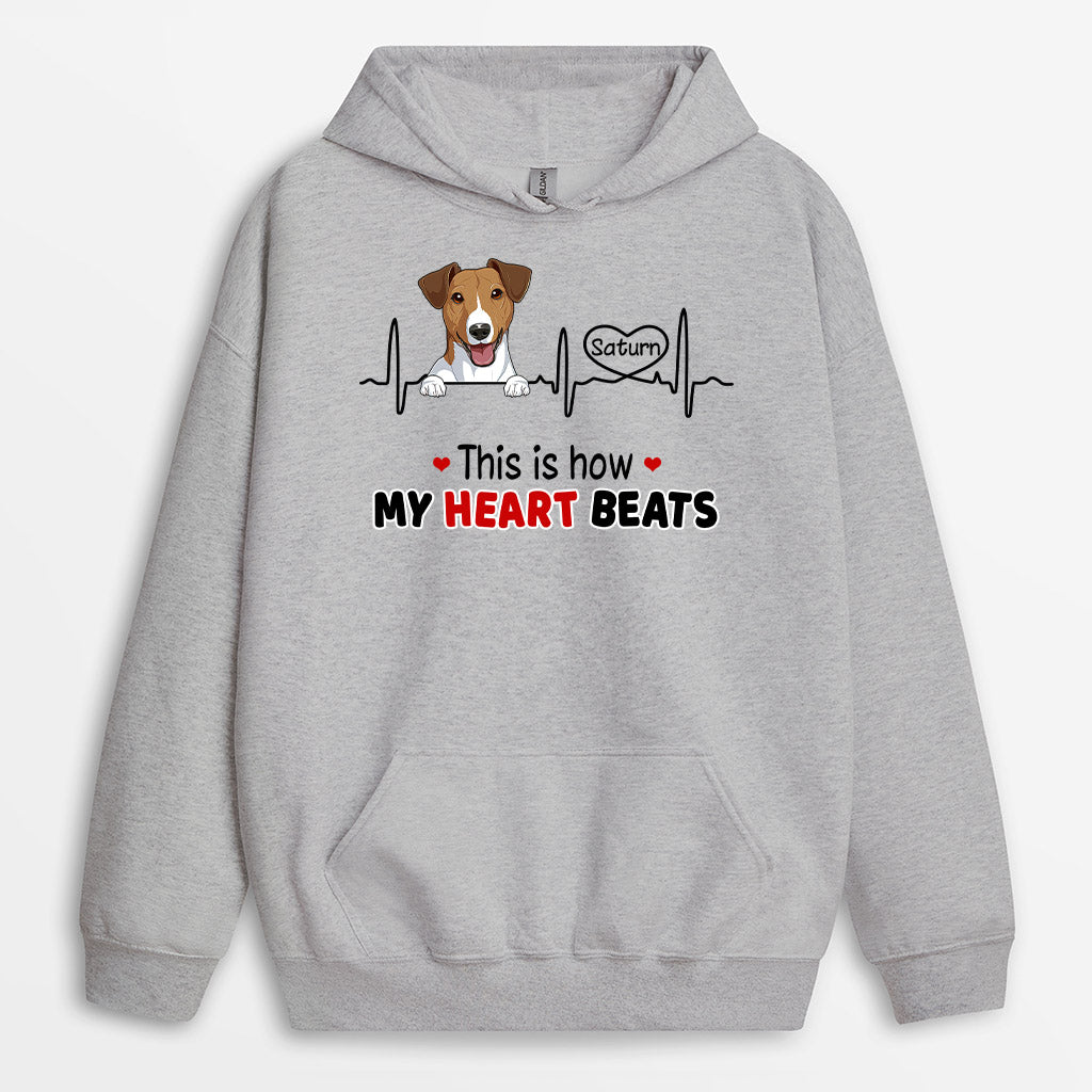 0173HUS2 Customized Hoodie presents Dog Lovers Heart Beats