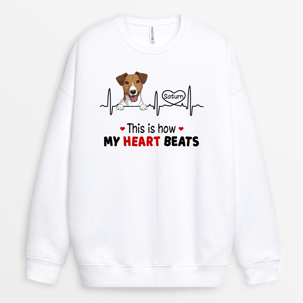 0173WUS1 Customized Sweatshirt presents Dog Lovers Heart Beats