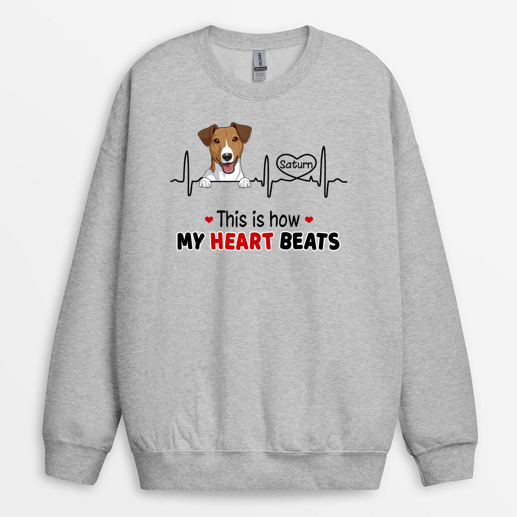 0173WUS2 Customized Sweatshirt presents Dog Lovers Heart Beats