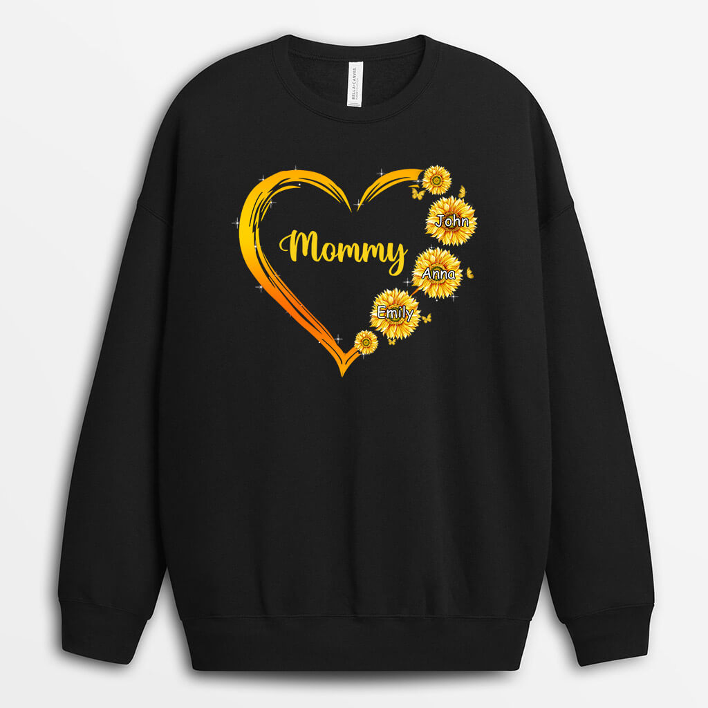 0192WUS1 Customized Sweatshirt presents Sunflower Grandma Mom Heart