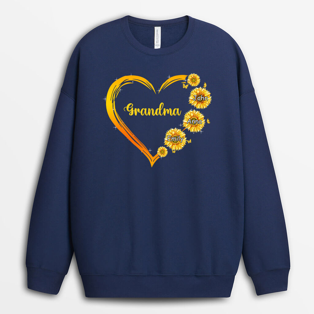 0192WUS2 Customized Sweatshirt presents Sunflower Grandma Mom Heart