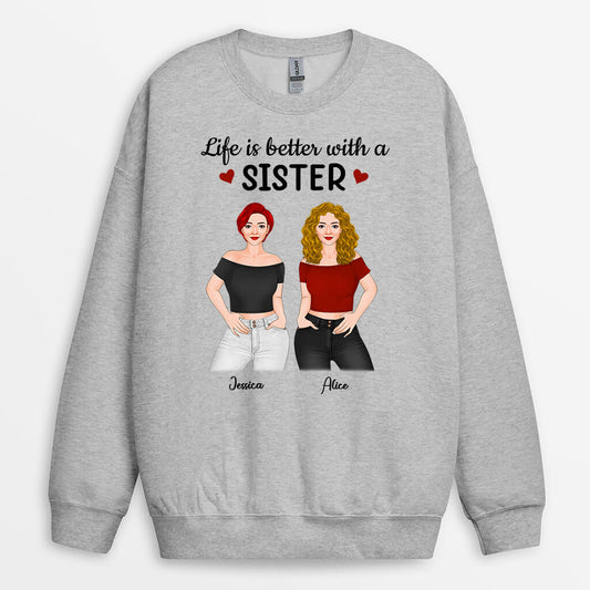 0382WUS2 Personalized Sweatshirt Gifts Sisters Besties