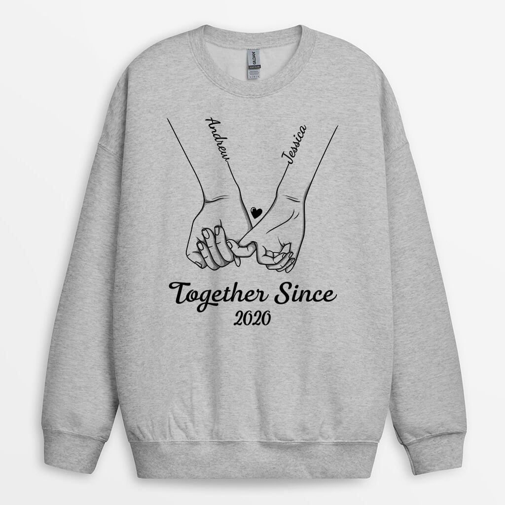 0415WUS2 Customized Sweatshirt Gifts Hand Couples Lovers Heart