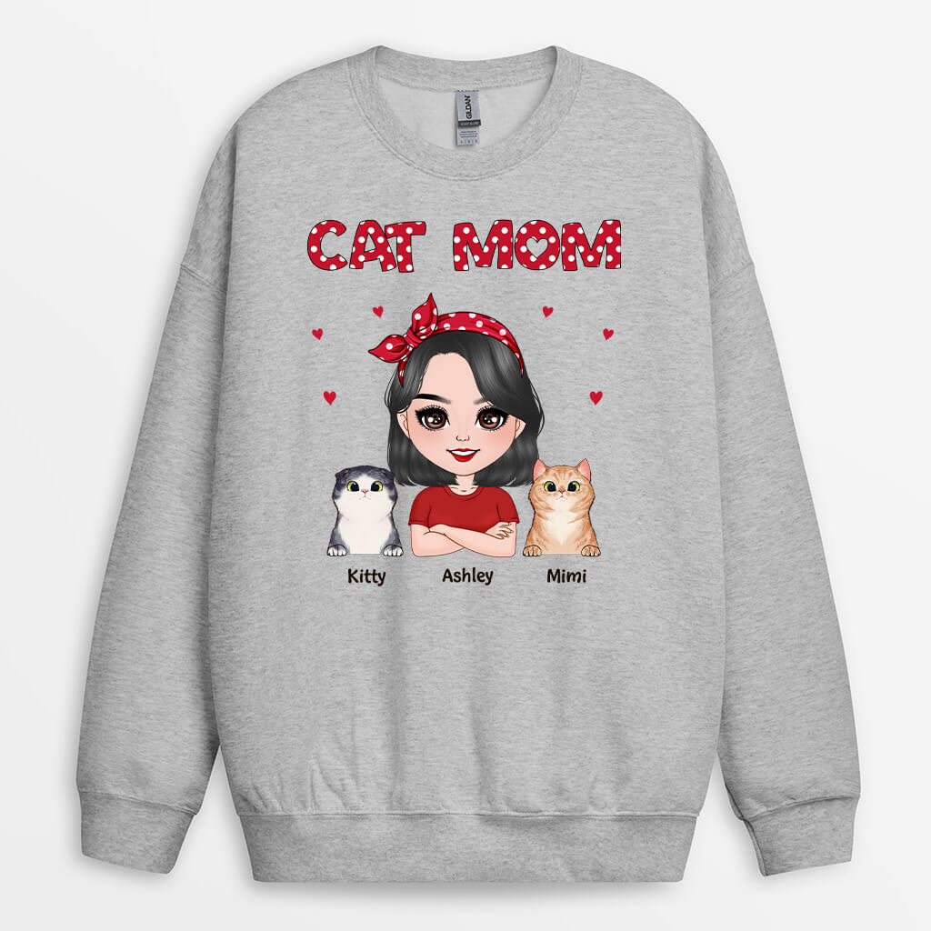 0479WUS2 Personalized Sweatshirt Gifts Cat Cat Lovers CatMom CatDaddy