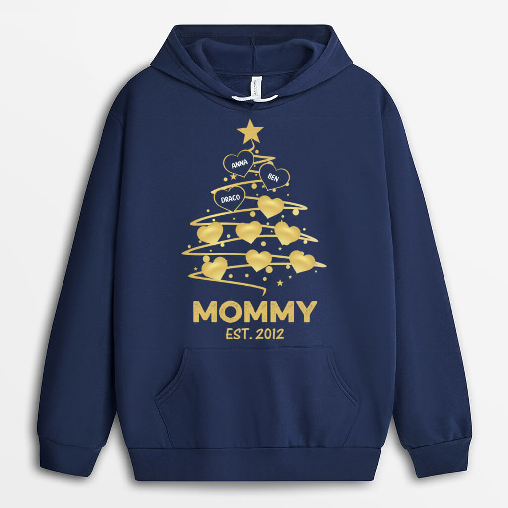 0589HUS2 Personalized Hoodie Gifts Tree Dad Mom Christmas