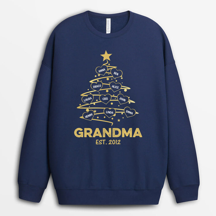 Personalized Christmas Family Tree Grandma Grandpa Mommy Sweatshirt