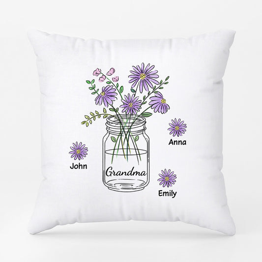 0863PUS1 Personalized Pillows Gifts Flowers Grandma Mom