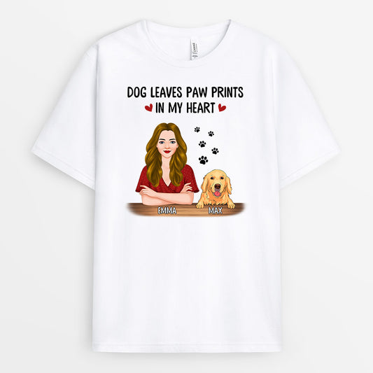 0878AUS1 Personalized T shirts Gifts Pawprints Dog Lovers