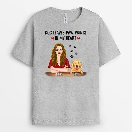 0878AUS2 Personalized T shirts Gifts Pawprints Dog Lovers
