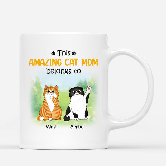 0902AUS1 Personalized Mug Gifts Flower Cat Lovers