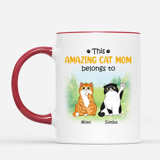 0902AUS2 Personalized Mug Gifts Flower Cat Lovers